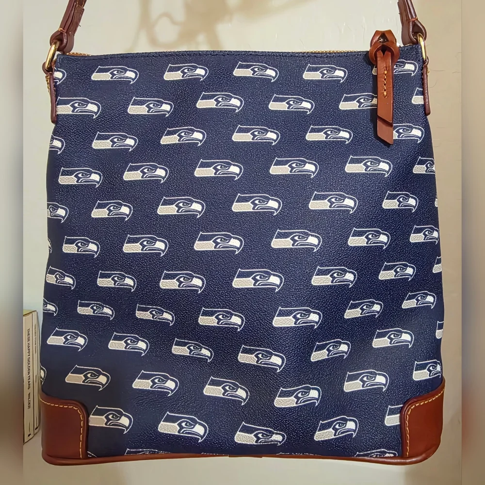 Dooney & Bourke Navy White Seattle Seahawks Print Crossbody with Wristlet